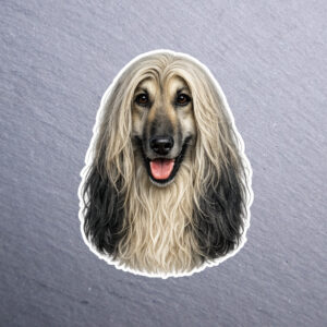 Afghan Hound Sticker. These stickers are made with printable vinyl with a vinyl top coat that is scratch-resistant and water resistant. Put one on your phone case, laptop, iPad, hard cooler; the possibilities are endless. FEATURES: Approximately 2  Inch Sticker in Height Water Resistant (hand wash only; no detergent; do not soak) Vinyl Coated UV Protected (will fade in extreme sunlight) Check out our Instagram for more pictures and videos of this product. Colors may vary due to screen resolution. Easily removeable with very little to no residue. Remove any residue with a little alcohol or goo gone.