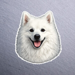 American Eskimo Sticker. These stickers are made with printable vinyl with a vinyl top coat that is scratch-resistant and water resistant.