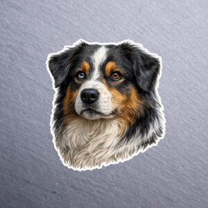 Australian Shepherd Sticker. These stickers are made with printable vinyl with a vinyl top coat that is scratch-resistant and water resistant.