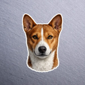Basenji Sticker. These stickers are made with printable vinyl with a vinyl top coat that is scratch-resistant and water resistant.