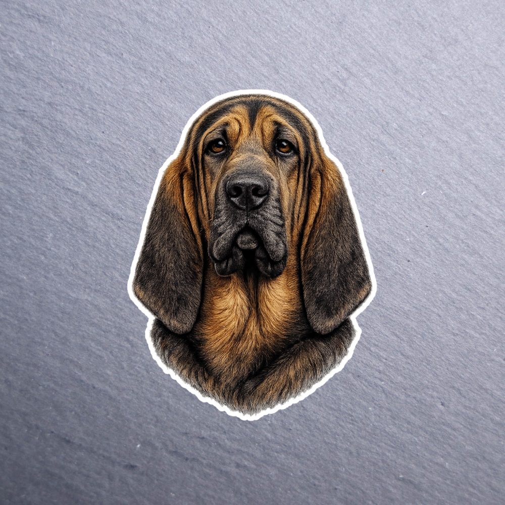 Bloodhound Sticker. These stickers are made with printable vinyl with a vinyl top coat that is scratch-resistant and water resistant.