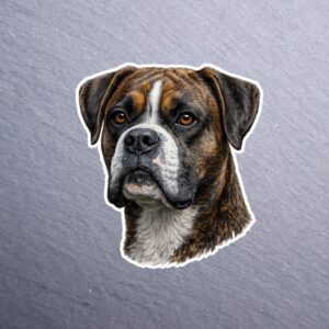 Boxer Sticker. These stickers are made with printable vinyl with a vinyl top coat that is scratch-resistant and water resistant.