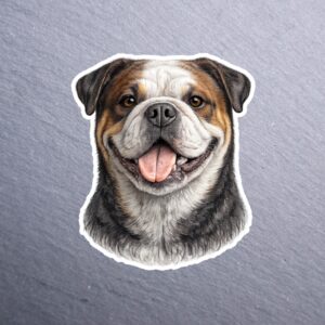 Bulldog Sticker. These stickers are made with printable vinyl with a vinyl top coat that is scratch-resistant and water resistant.
