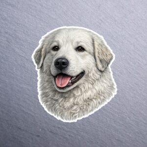 Great Pyrenees Sticker. These stickers are made with printable vinyl with a vinyl top coat that is scratch-resistant and water resistant.