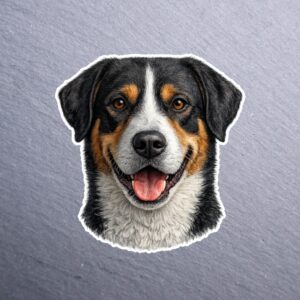 Great Swiss Mountain Dog Sticker. These stickers are made with printable vinyl with a vinyl top coat that is scratch-resistant and water resistant.