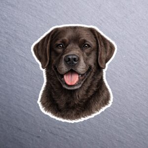 Labrador Retriever Chocolate Sticker. These stickers are made with printable vinyl with a vinyl top coat that is scratch-resistant and water resistant.
