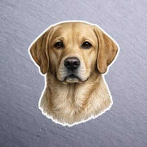 Labrador Retriever Tan Sticker. These stickers are made with printable vinyl with a vinyl top coat that is scratch-resistant and water resistant.