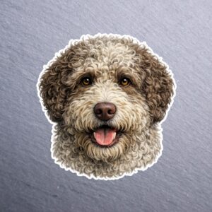 Lagotto Romagnolo Sticker. These stickers are made with printable vinyl with a vinyl top coat that is scratch-resistant and water resistant.