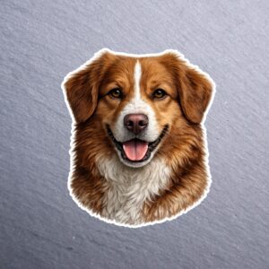 Nova Scotia Duck Tolling Retriever Sticker. These stickers are made with printable vinyl with a vinyl top coat that is scratch-resistant and water resistant.