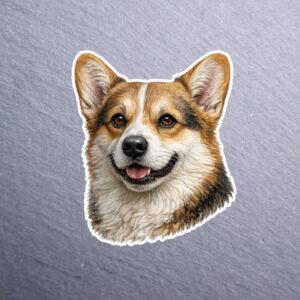 Pembroke Welsh Corgi Sticker. These stickers are made with printable vinyl with a vinyl top coat that is scratch-resistant and water resistant.