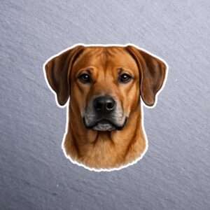 Rhodesian Ridgeback Sticker. These stickers are made with printable vinyl with a vinyl top coat that is scratch-resistant and water resistant.