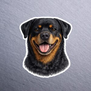 Rottweiler Sticker. These stickers are made with printable vinyl with a vinyl top coat that is scratch-resistant and water resistant.