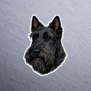 Scottish Terrier Sticker. These stickers are made with printable vinyl with a vinyl top coat that is scratch-resistant and water resistant.