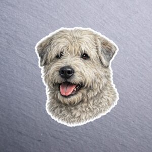 Soft-coated Wheaten Terrier Sticker. These stickers are made with printable vinyl with a vinyl top coat that is scratch-resistant and water resistant.