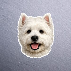 West Highland White Terrier Sticker. These stickers are made with printable vinyl with a vinyl top coat that is scratch-resistant and water resistant.