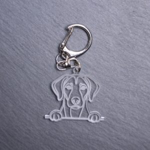 American Foxhound Bag Tag. This bag tag is made with engraved acrylic. Comes with lobster clasp topper that easily hooks to a bag, zippers, keychains,