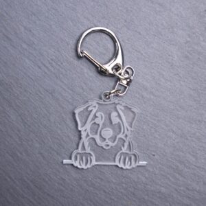 Appenzeller Sennenhund Bag Tag. This bag tag is made with engraved acrylic. Comes with lobster clasp topper that easily hooks to a bag, zippers, keychains,