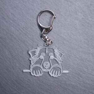 Australian Shepherd Bag Tag. This bag tag is made with engraved acrylic. Comes with lobster clasp topper that easily hooks to a bag, zippers, keychains,