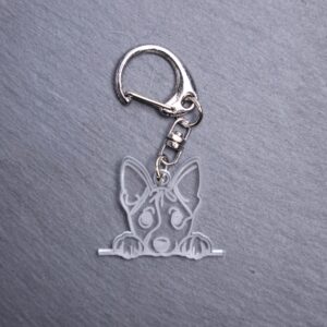 Basenji Bag Tag. This bag tag is made with engraved acrylic. Comes with lobster clasp topper that easily hooks to a bag, zippers, keychains,