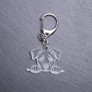 Beauceron Bag Tag. This bag tag is made with engraved acrylic. Comes with lobster clasp topper that easily hooks to a bag, zippers, keychains,