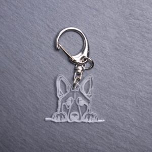 Belgian Shepherd Bag Tag. This bag tag is made with engraved acrylic. Comes with lobster clasp topper that easily hooks to a bag, zippers, keychains,