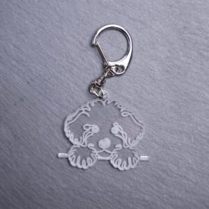 Bichon Frisé Bag Tag. This bag tag is made with engraved acrylic. Comes with lobster clasp topper that easily hooks to a bag, zippers, keychains,