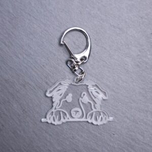 Border Collie Bag Tag. This bag tag is made with engraved acrylic. Comes with lobster clasp topper that easily hooks to a bag, zippers, keychains,