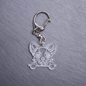 Chihuahua Bag Tag. This bag tag is made with engraved acrylic. Comes with lobster clasp topper that easily hooks to a bag, zippers, keychains,