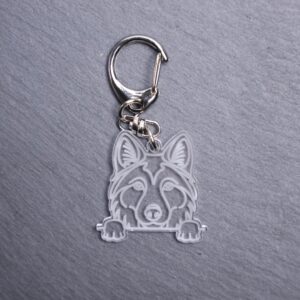 Czech Wolfdog Bag Tag. This bag tag is made with engraved acrylic. Comes with lobster clasp topper that easily hooks to a bag, zippers, keychains,