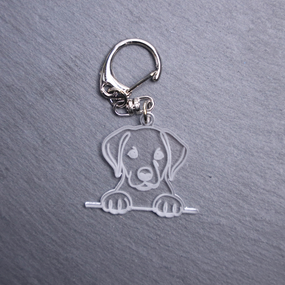 Dalmador Bag Tag. This bag tag is made with engraved acrylic. Comes with lobster clasp topper that easily hooks to a bag, zippers, keychains,
