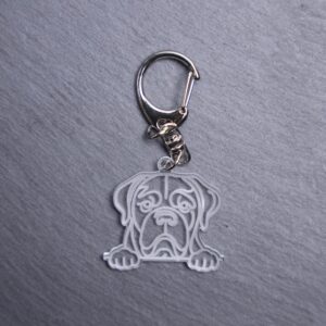 Dogue de Bordeaux Bag Tag. This bag tag is made with engraved acrylic. Comes with lobster clasp topper that easily hooks to a bag, zippers, keychains,