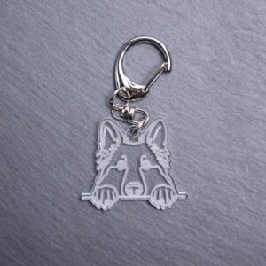 Dutch Shepherd Bag Tag. This bag tag is made with engraved acrylic. Comes with lobster clasp topper that easily hooks to a bag, zippers, keychains,
