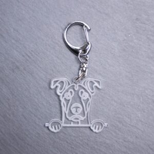 German Pinscher Bag Tag. This bag tag is made with engraved acrylic. Comes with lobster clasp topper that easily hooks to a bag, zippers, keychains,