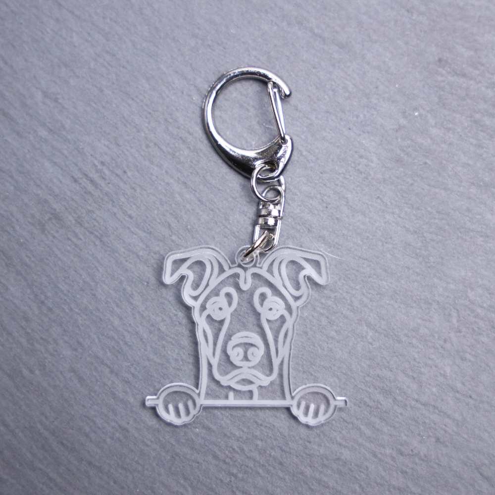German Pinscher Bag Tag. This bag tag is made with engraved acrylic. Comes with lobster clasp topper that easily hooks to a bag, zippers, keychains,