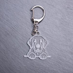 Kuvasz Bag Tag. This bag tag is made with engraved acrylic. Comes with lobster clasp topper that easily hooks to a bag, zippers, keychains,
