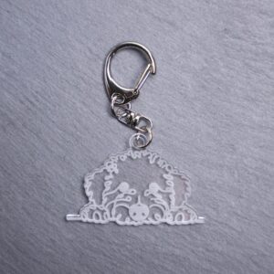 Lagotto Romagnolo Bag Tag. This bag tag is made with engraved acrylic. Comes with lobster clasp topper that easily hooks to a bag, zippers, keychains,