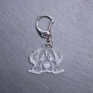 Leonberger Bag Tag. This bag tag is made with engraved acrylic. Comes with lobster clasp topper that easily hooks to a bag, zippers, keychains,