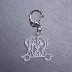 Mastiff Bag Tag. This bag tag is made with engraved acrylic. Comes with lobster clasp topper that easily hooks to a bag, zippers, keychains,