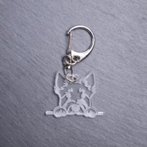 Scottish Terrier Bag Tag. This bag tag is made with engraved acrylic. Comes with lobster clasp topper that easily hooks to a bag, zippers, keychains,