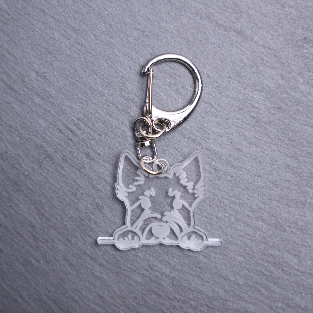 Scottish Terrier Bag Tag. This bag tag is made with engraved acrylic. Comes with lobster clasp topper that easily hooks to a bag, zippers, keychains,