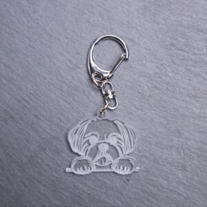 Shih Tzu Bag Tag. This bag tag is made with engraved acrylic. Comes with lobster clasp topper that easily hooks to a bag, zippers, keychains,