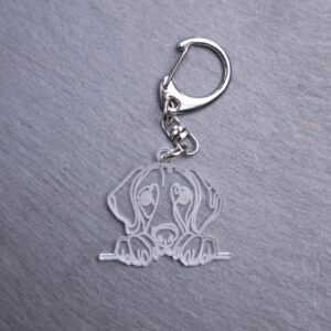 Vizsla Bag Tag. This bag tag is made with engraved acrylic. Comes with lobster clasp topper that easily hooks to a bag, zippers, keychains,