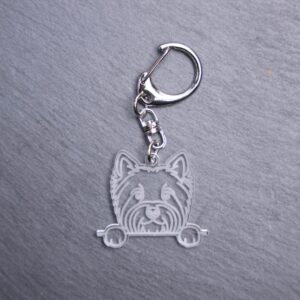 West Highland Terrier Bag Tag. This bag tag is made with engraved acrylic. Comes with lobster clasp topper that easily hooks to a bag, zippers, keychains,