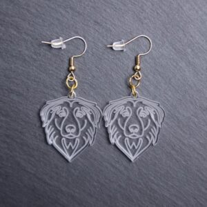 Afghan Shepherd Earrings. These earrings are made with engraved acrylic. Comes with gold hooks that is nickel free. Adorable dangle earrings for dog lovers.