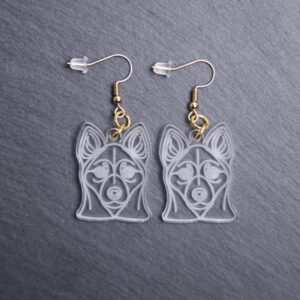 Alaskan Klee Kai Earrings. These earrings are made with engraved acrylic. Comes with gold hooks that is nickel free. Adorable dangle earrings for dog lovers.