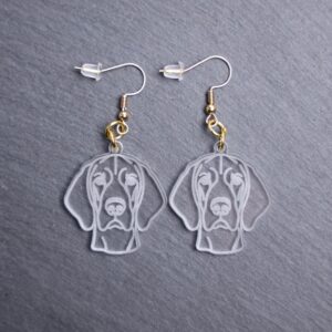 American English Coonhound Earrings. These earrings are made with engraved acrylic. Comes with gold hooks that is nickel free. Adorable dangle earrings for dog lovers.