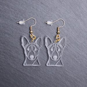 Basenji Earrings. These earrings are made with engraved acrylic. Comes with gold hooks that is nickel free. Adorable dangle earrings for dog lovers.