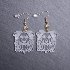 Border Collie Earrings. These earrings are made with engraved acrylic. Comes with gold hooks that is nickel free. Adorable dangle earrings for dog lovers.