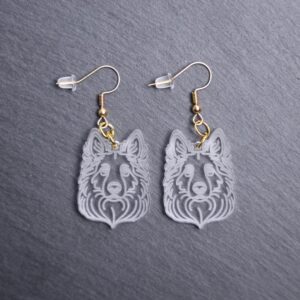 Dutch Shepherd Earrings. These earrings are made with engraved acrylic. Comes with gold hooks that is nickel free. Adorable dangle earrings for dog lovers.