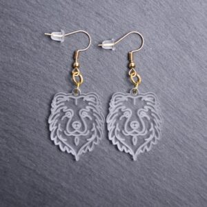 Eurasier Earrings. These earrings are made with engraved acrylic. Comes with gold hooks that is nickel free. Adorable dangle earrings for dog lovers.